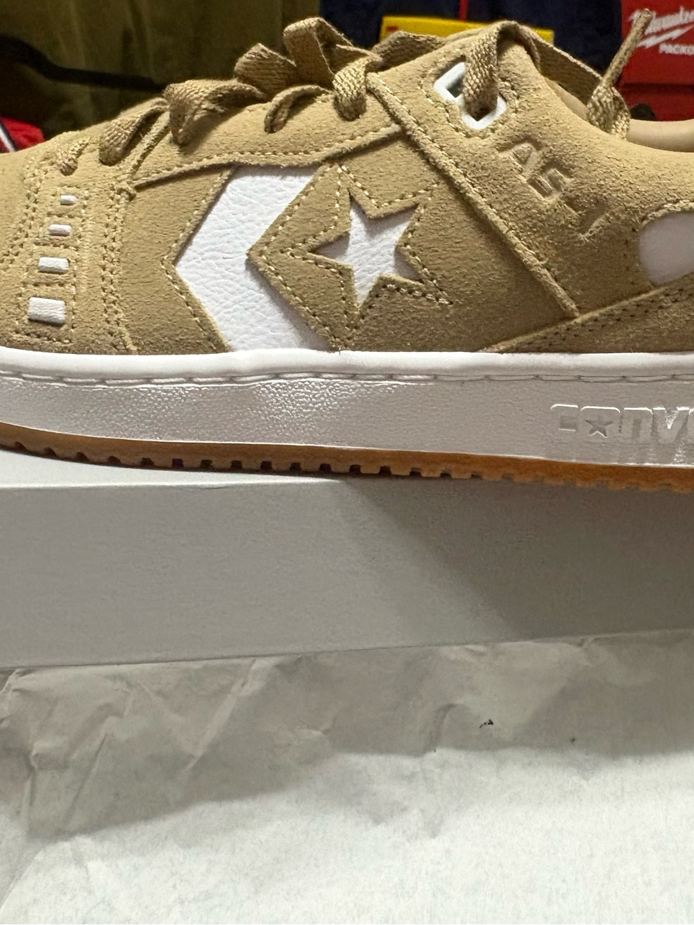 Converse One Star Suede Sneaker in Tan and White